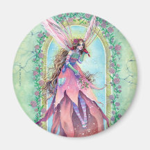 Cardinal Fairy Round Magnet