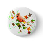 Cardinal & Fall Leaves Pin