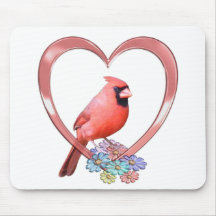 Cardinal in Heart Mousepad