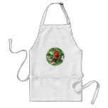 Cardinal in Holly Aprons