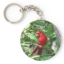 Cardinal in Holly Keychain