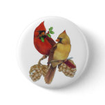 Cardinal Pair Pinback Buttons