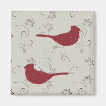 Cardinals and Flowering Vines Magnet