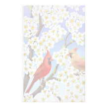 Cardinals in Flowering Tree Stationery