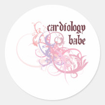 Cardiology Babe Round Sticker