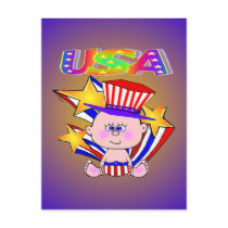 Cards July 4th American Baby USA Post Card