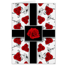 Cards template - customisable red roses