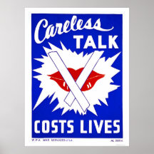 Careless Talk Costs Lives 1943 WPA Print