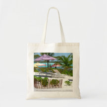 Caribbean Island Beach Scene Tote Bag