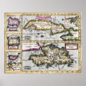 Caribbean Islands - 17th Century Map posters