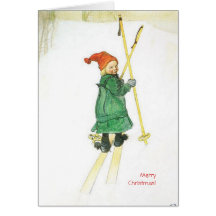 Carl Larsson Christmas Esbjorn on Skis Card