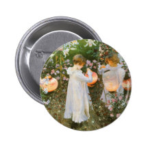 Carnation, Lily, Lily, Rose, Sargent Victorian Art Pinback Buttons