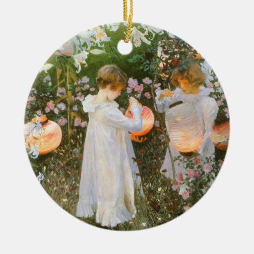 Carnation, Lily, Lily, Rose, Sargent Victorian Art Christmas Tree Ornaments