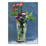 Carnations and Clematis in a Crystal Vase, Manet Greeting Card