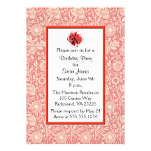 Carnations Birthday Party Announcements