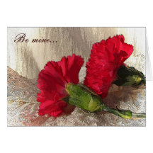Carnations on Brocade Valentine Greeting Card