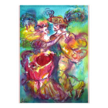 CARNIVAL DANCE,Mardi Gras Party, vibrant pink blue Announcements