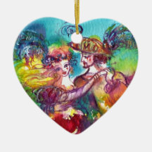 CARNIVAL DANCE  RED RUBY HEART CHRISTMAS ORNAMENT