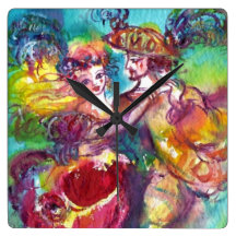 CARNIVAL DANCE Venetian Masquerade Ball Square Wallclocks