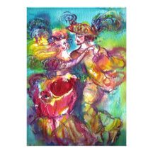 CARNIVAL DANCE , vibrant pink blue yellow sparkles Custom Invitation