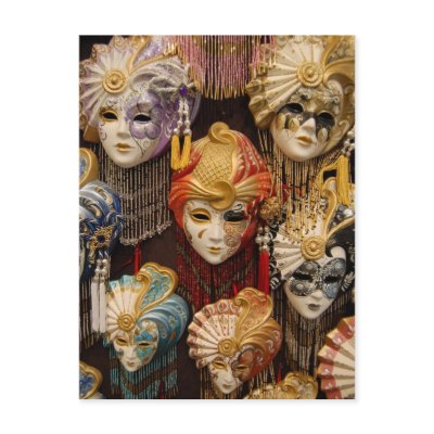 Carnival Masks in Venice Postcard by cindybee23