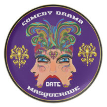Carnival Masquerade Comedy Drama View Hints Plse Party Plates
