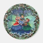 CAROLERS & FIR WREATH by SHARON SHARPE Fridge Magnet