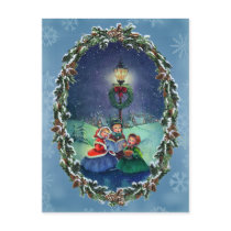 CAROLERS, LAMP & WREATH by SHARON SHARPE Postcards