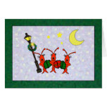Caroling Crawfish / Lobster Trio Christmas (green) Greeting Card