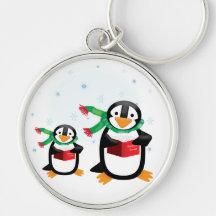 Caroling Penguins Keychain