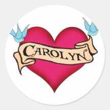 Carolyn - Custom Heart Tattoo T-shirts & Gifts Sticker
