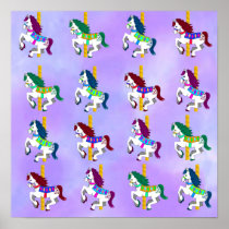 Carosel Ponies Print on Canvas
