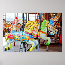Carousel - Coney Island, NYC postcard Posters