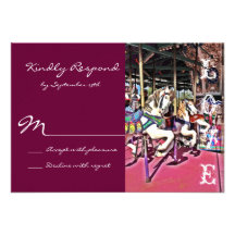 Carousel Horses Love Carnival Wedding RSVP Cards