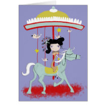 Carousel militar horse usa doll tender birds card