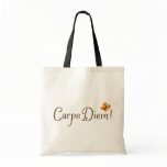 Carpe Diem! quote tote bag with orange butterfly