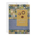 Carpet Tiles and Sprockets Birthday Party invitations