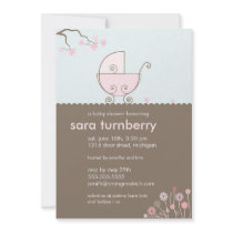 Carriage Baby Shower Invitation - Pink