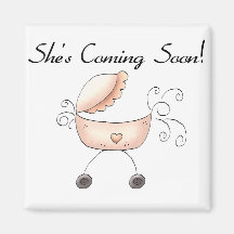 Carriage She's Coming Soon Refrigerator Magnet
