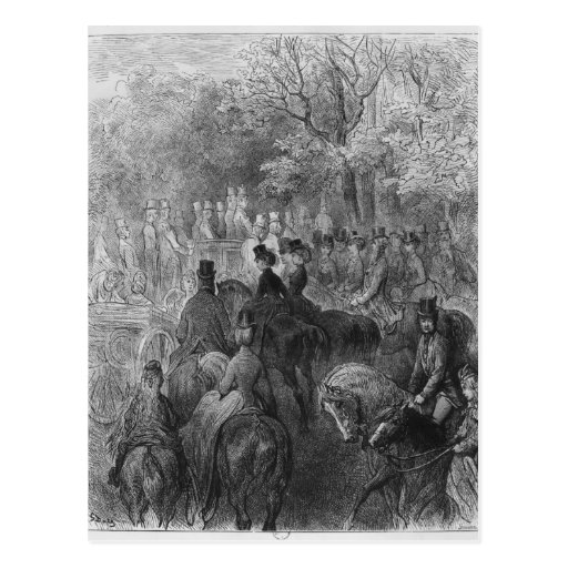 Carriages and riders at Hyde Park Postcard