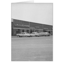 Cars on shopping centre parking B&W cards
