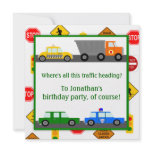 Cars, Trucks and Street Signs Children's Birthday invitations