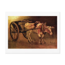 Cart with Red and White Ox, Vincent van Gogh Postcard