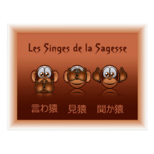carte postale singes de la sagesse