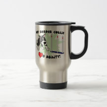Cartoon Agility Border Collie Travel Mug