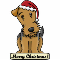 Cartoon Airedale Terrier Christmas Ornament Photo Cut Out
