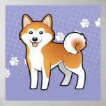 Cartoon Akita Inu / Shiba Inu Poster