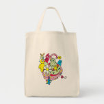 cartoon aliens and bunnies funny vector canvas bags