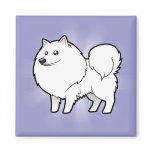 Cartoon American Eskimo Dog / German Spitz Fridge Magnets