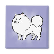 Cartoon American Eskimo Dog / German Spitz Fridge Magnets